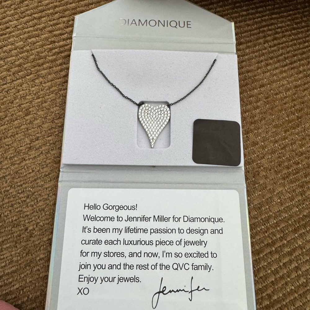 Diamonique x Jennifer Miller Signature Heart Necklace